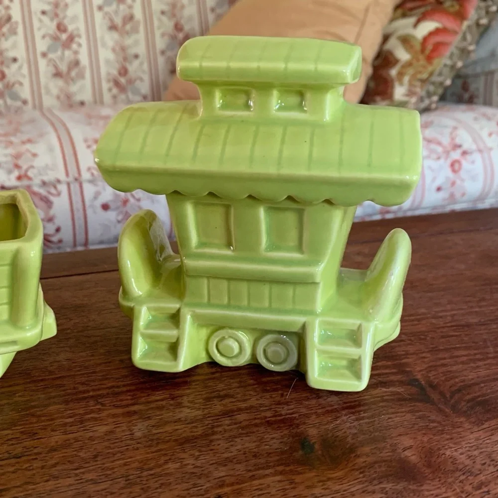Vintage Ceramic 🚂 Train Planter Set